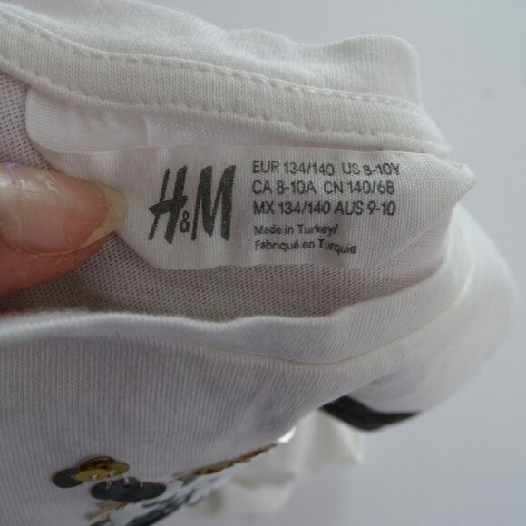 H&M Unicorn University T-Shirt Reversible Sequins Girls Size 8-10 Yrs White - Picture 4 of 5